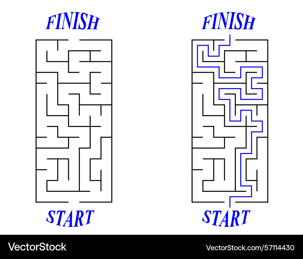 Vertical rectangular labyrinth with entry Vertical rectangular labyrinth with entry vector image