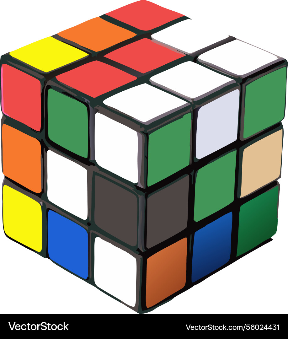A colorful partially solved rubiks cube puzzle A colorful partially solved rubiks cube puzzle vector image