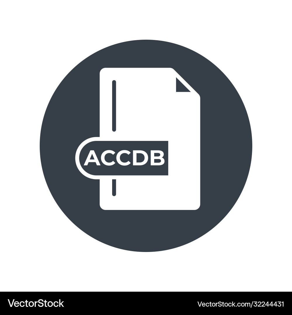 Accdb file format icon extension filled Vector Image