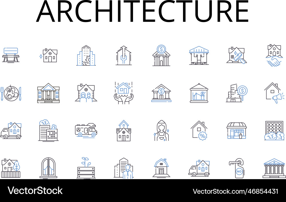 Architecture line icons collection engineering Vector Image