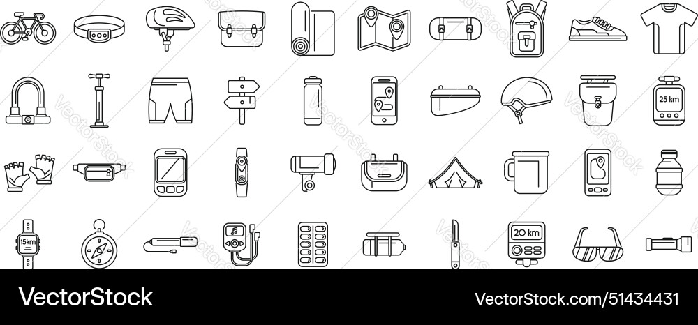Bike trip icons set a collection Bike trip icons set a collection vector image