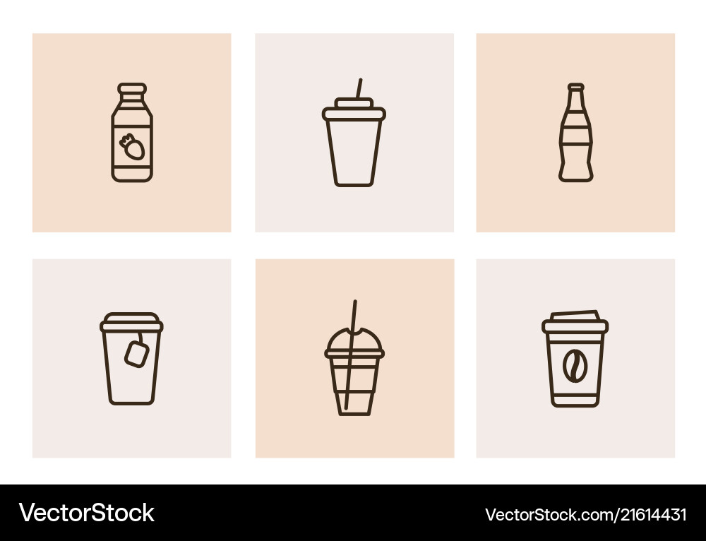 Black icons of takeaway drinks Black icons of takeaway drinks vector image