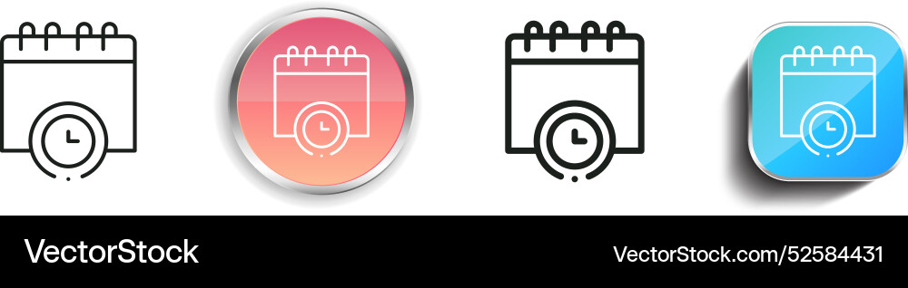 Calendar icon thin linear regular and button vector image