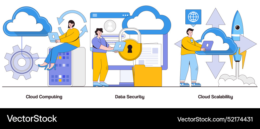 Cloud computing data security scalability Cloud computing data security scalability vector image