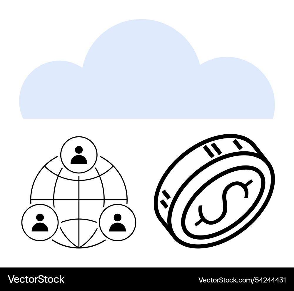 Cloud innovation global networking and currency vector image