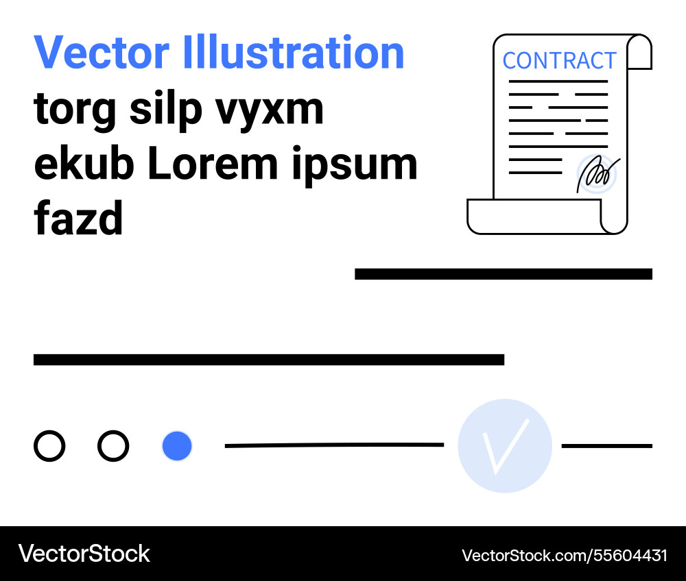 Contract document with signature and placeholder Vector Image
