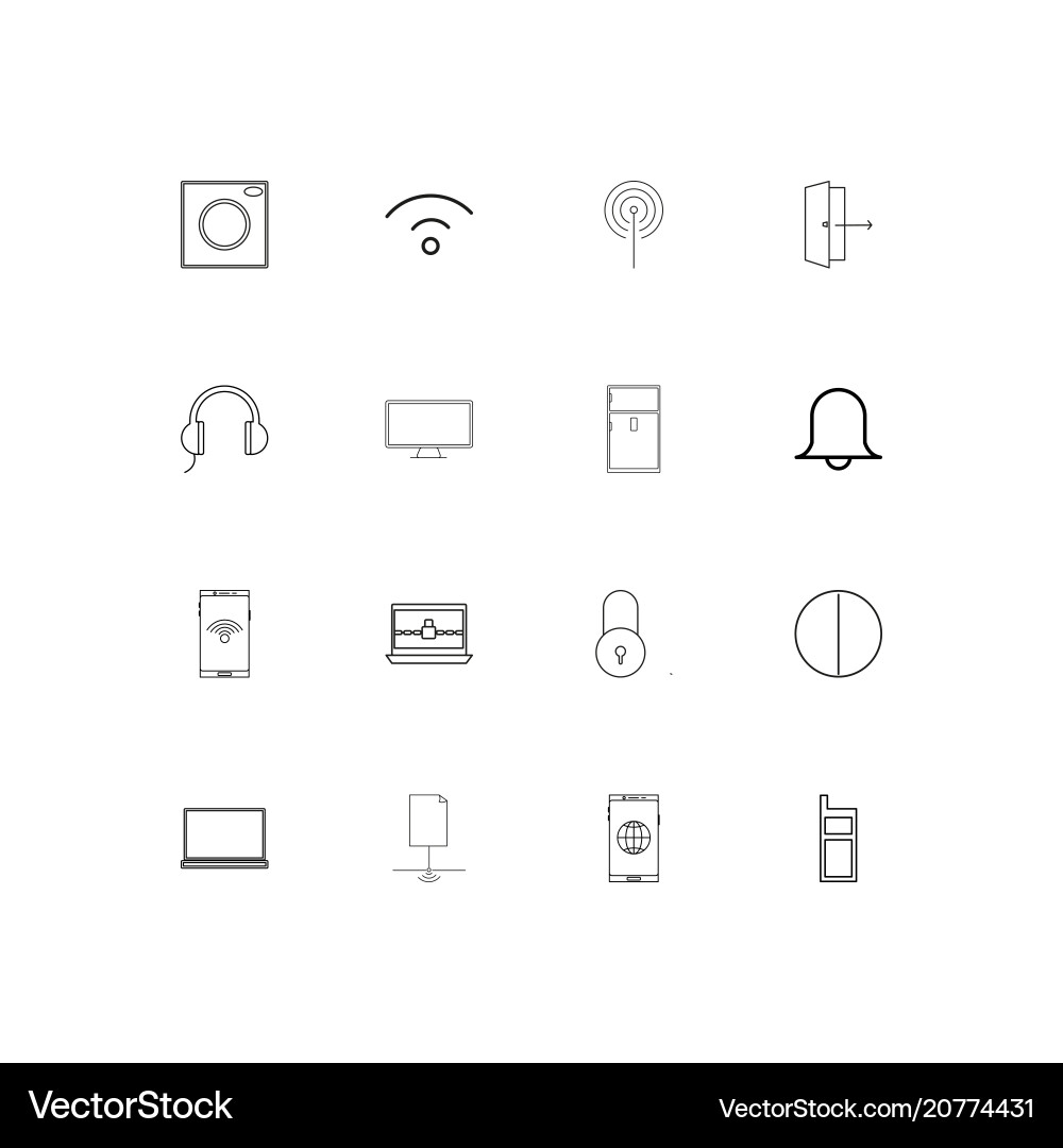 Devices linear thin icons set outlined simple Devices linear thin icons set outlined simple Vector Image