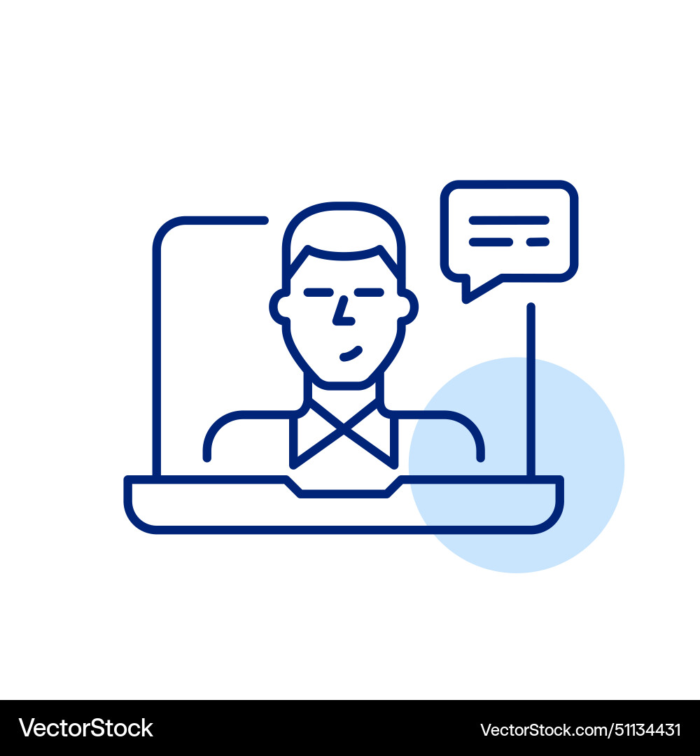 Man in video call on laptop interface real time Man in video call on laptop interface real time vector image