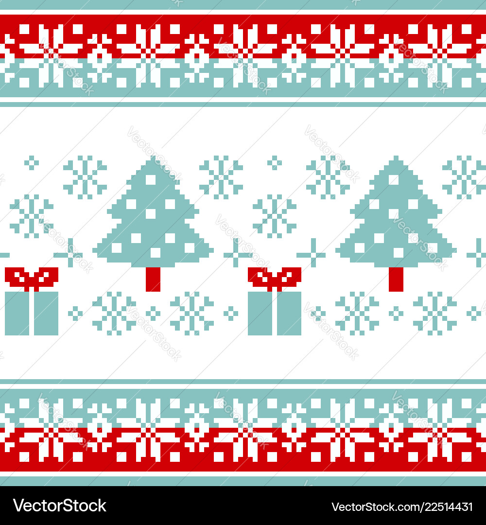 Pattern for knitting with christmas tree and gifts Pattern for knitting with christmas tree and gifts vector image