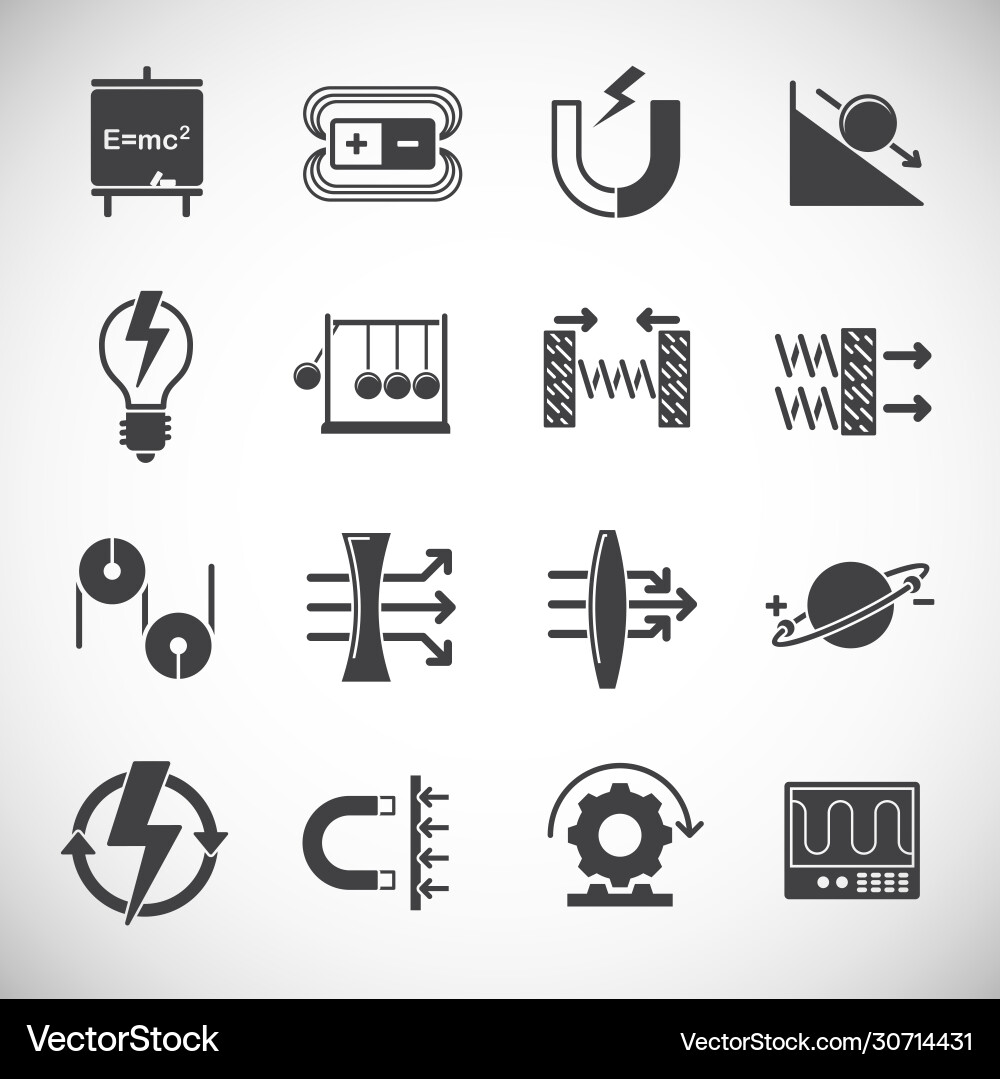 Physics related icons set on background Physics related icons set on background vector image