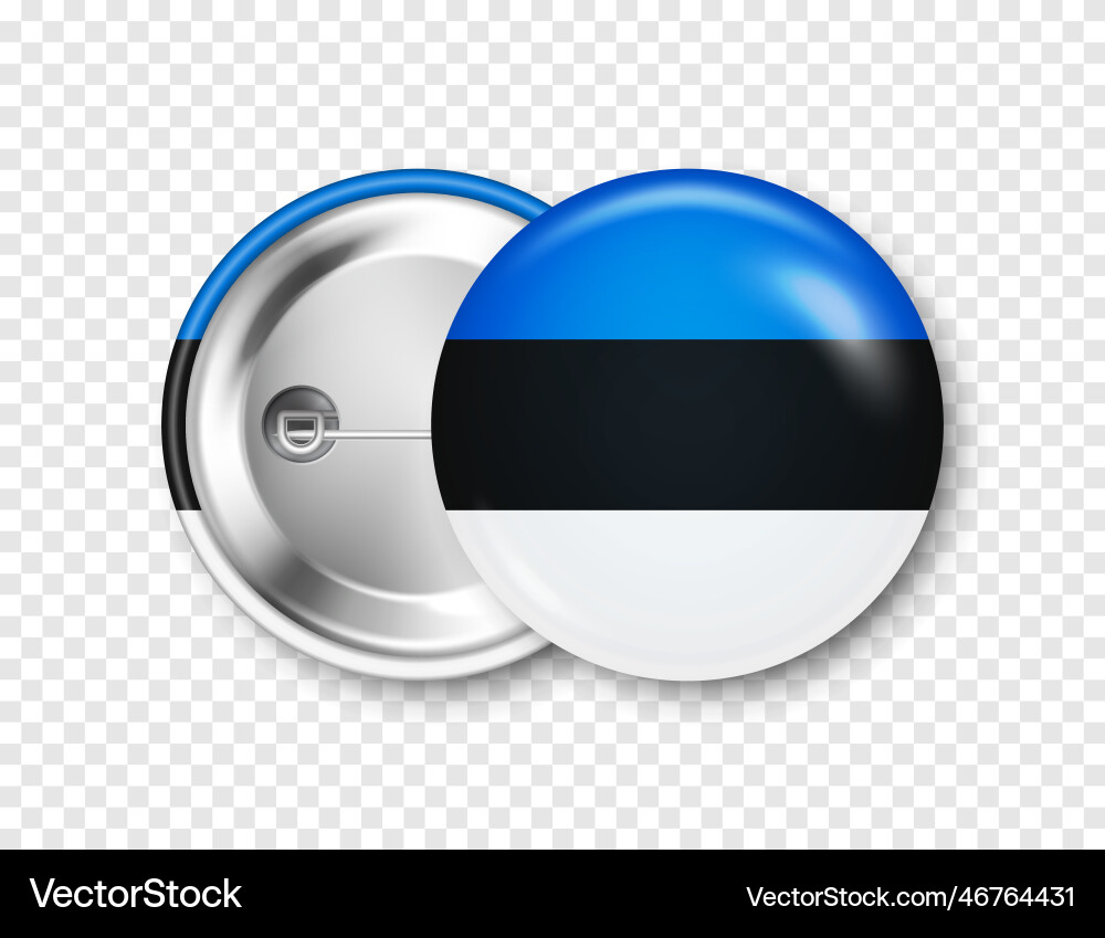 Realistic button badge with printed estonian flag Vector Image
