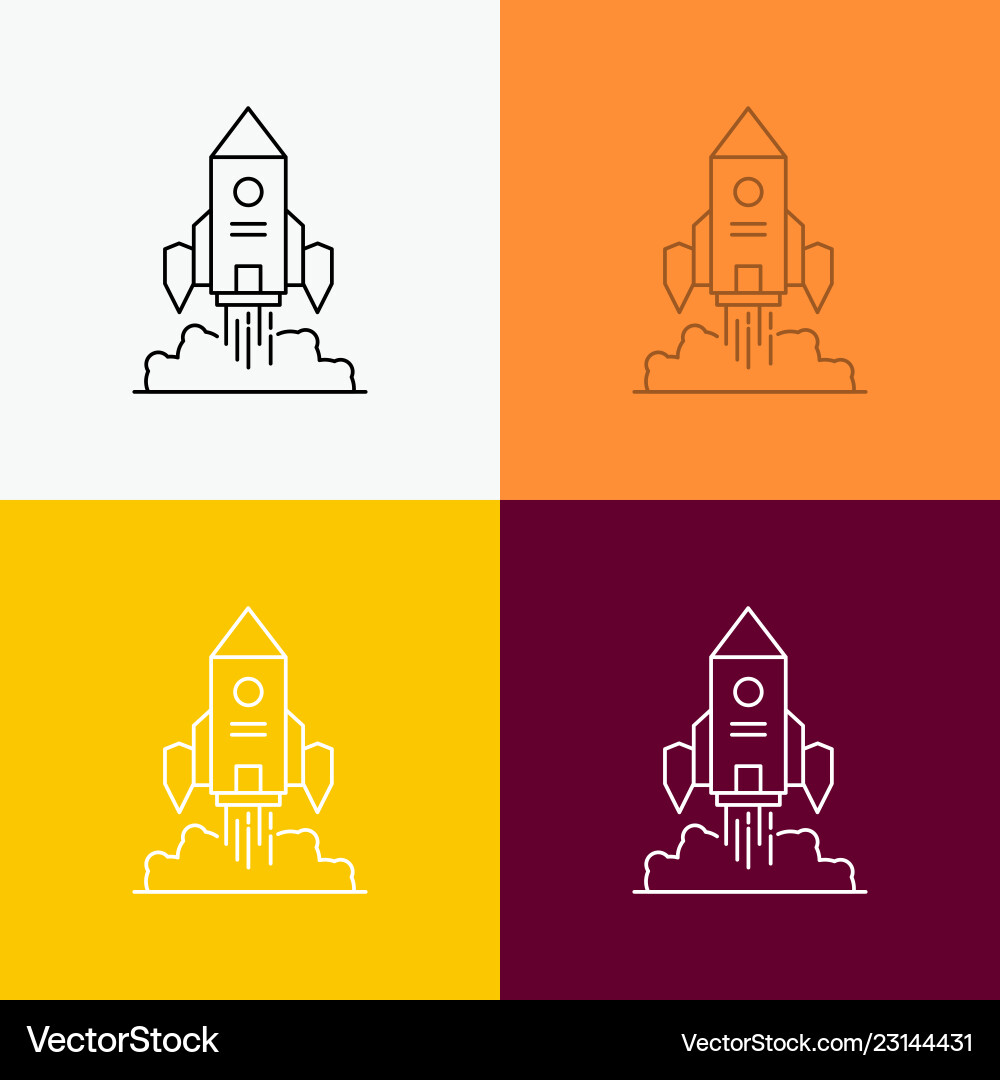 Rocket spaceship startup launch game icon over Rocket spaceship startup launch game icon over vector image