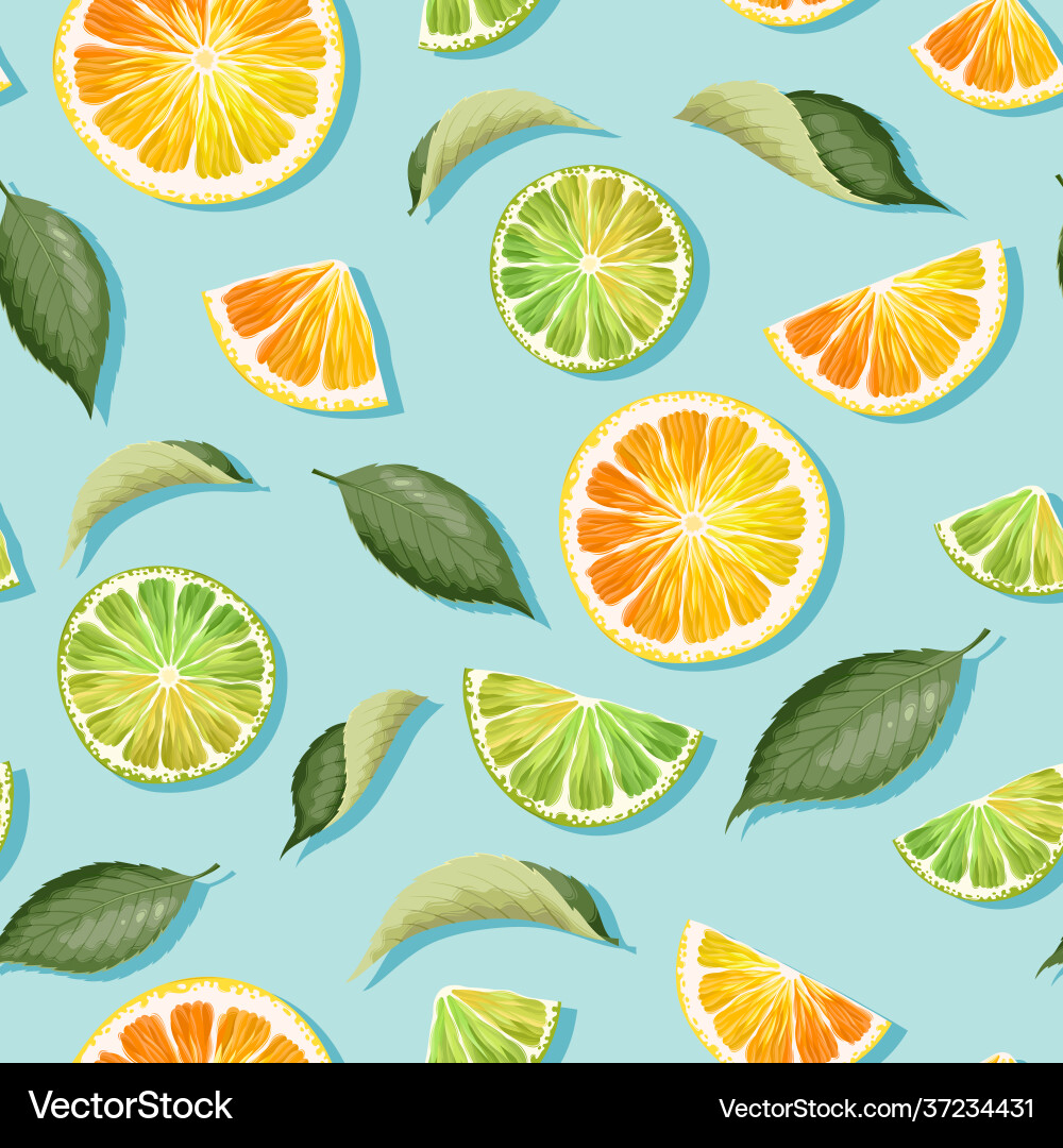 Seamless pattern with lime and lemon vector image