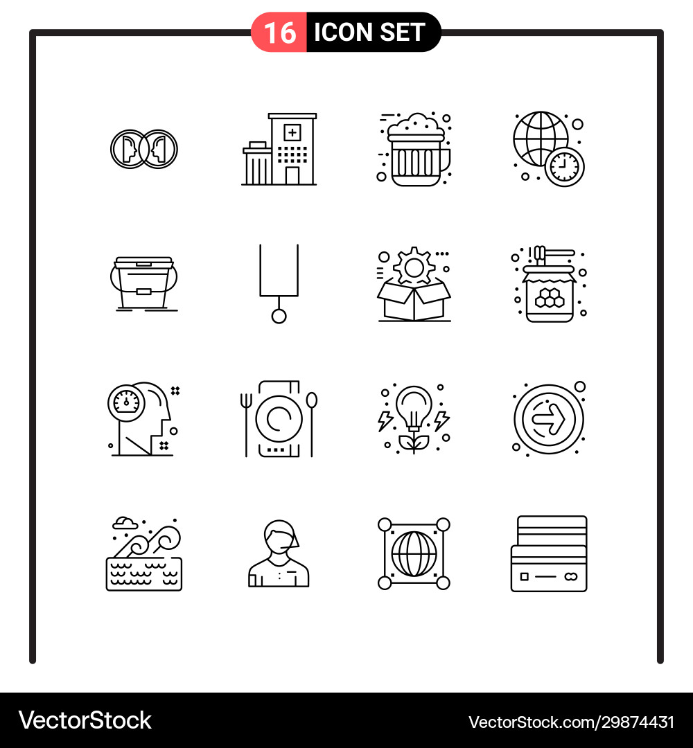 Set 16 line style icons for web and mobile Set 16 line style icons for web and mobile vector image