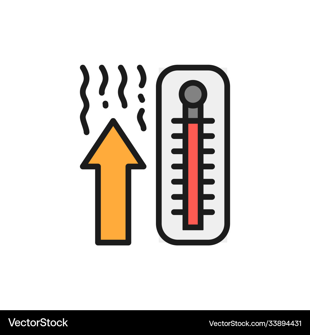Thermometer Temperatur steigen flache Farblinie Symbol Thermometer Temperatur steigen flache Farblinie Symbol vektorbild