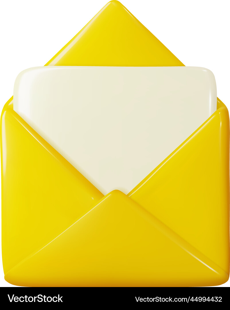 3d open mail envelope with message letter 3d open mail envelope with message letter vector image