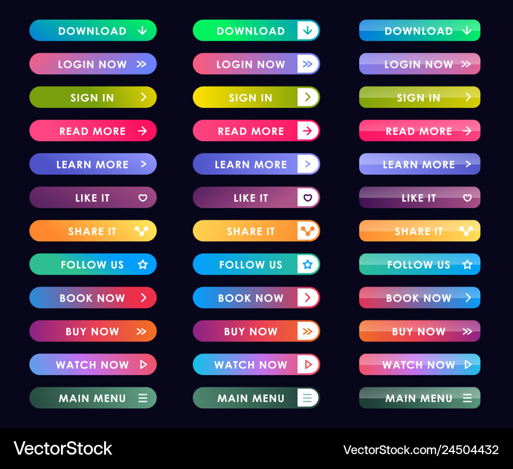 Button set modern trendy gradient style Vector Image