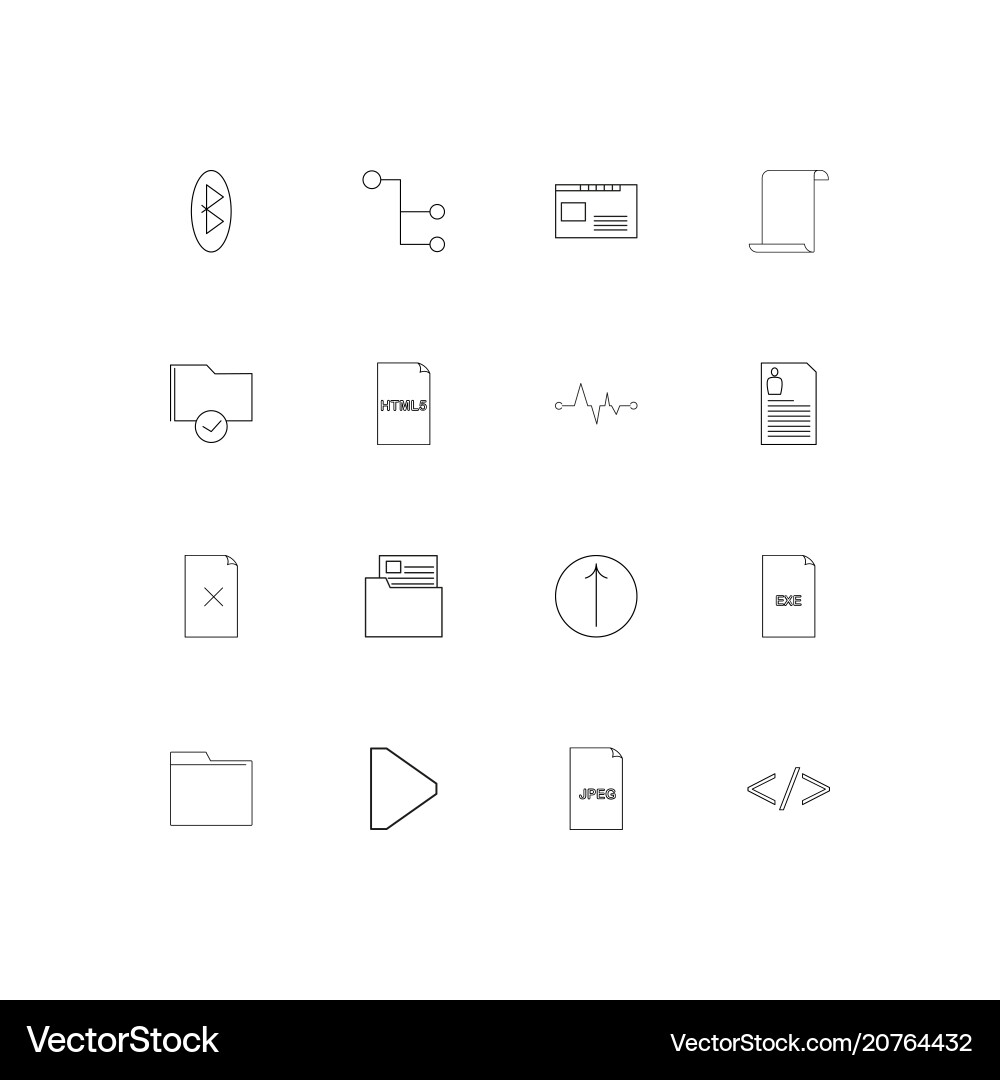 Files and folders sign linear thin icons set vector image