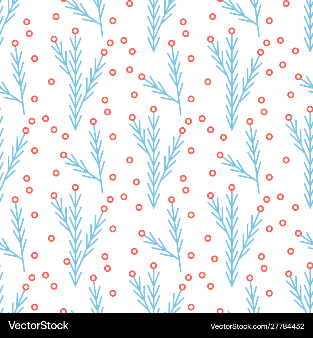 Fir tree branches design flat seamless pattern vector image