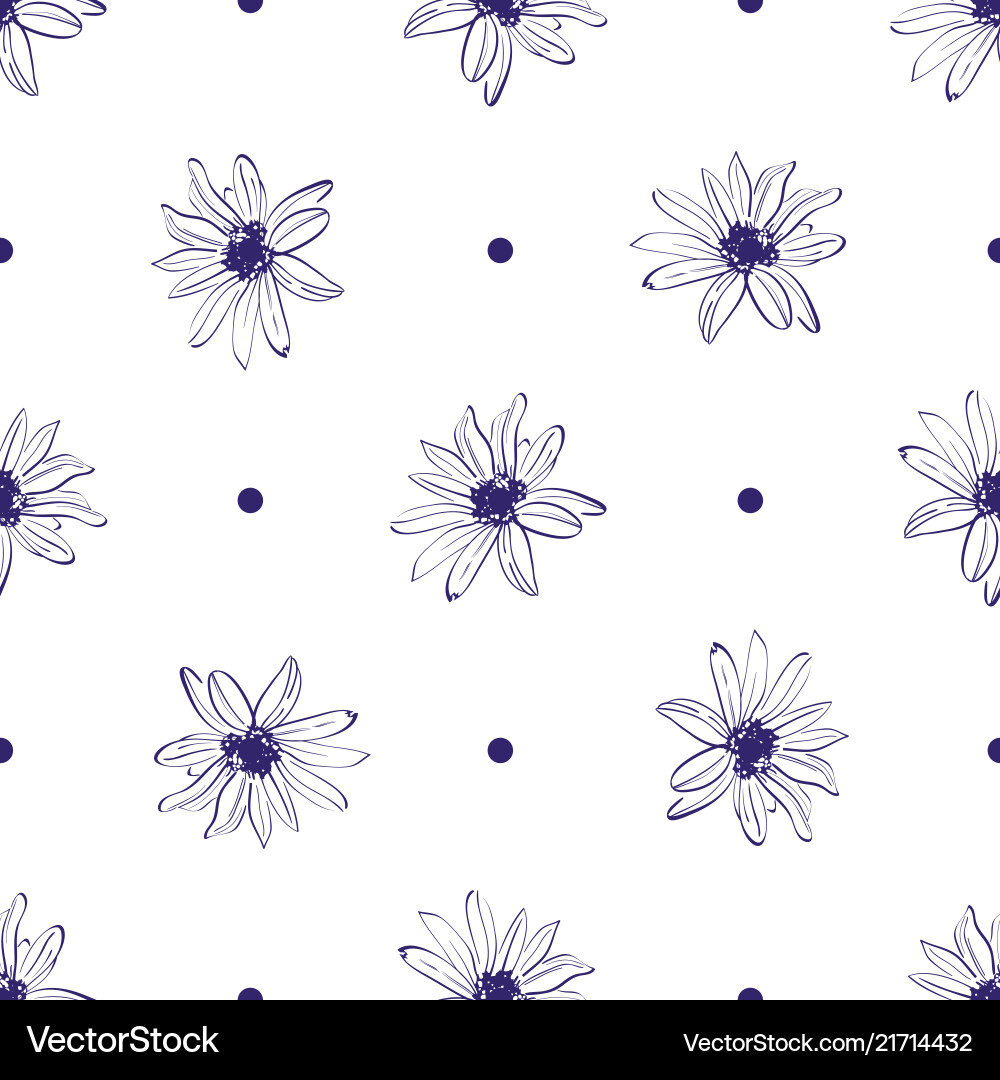 Floral Seamless Pattern - Delicate Flowers Vector Image