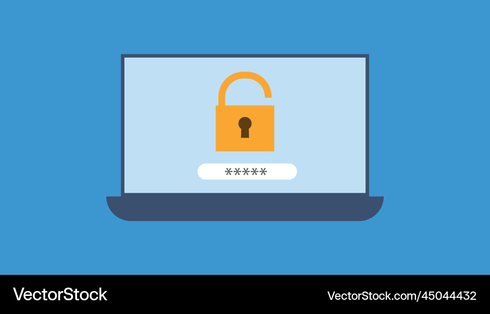 Laptop with login and password form page Vector Image