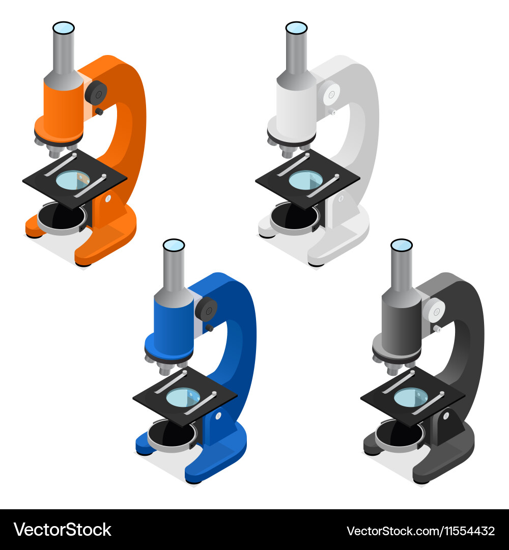 Microscope set isometric view vector image