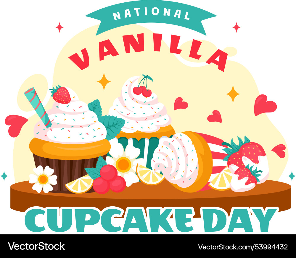 National vanilla cupcake day on november 10 National vanilla cupcake day on november 10 vector image
