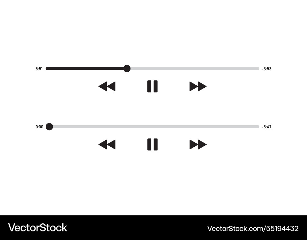 Navigation controls pack minimal multimedia Navigation controls pack minimal multimedia vector image
