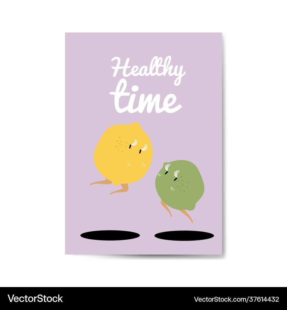 Organic lime and lemon cartoon character vector image
