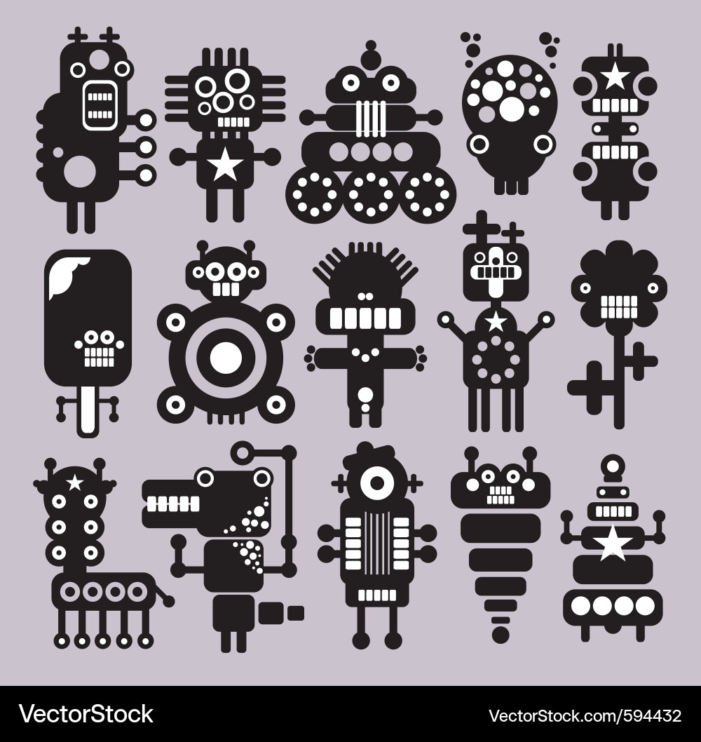 Robot Icons - Retro Style vector image