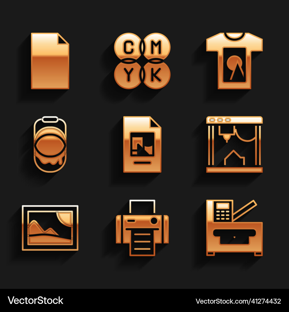 Set file document printer copy machine 3d Vector Image