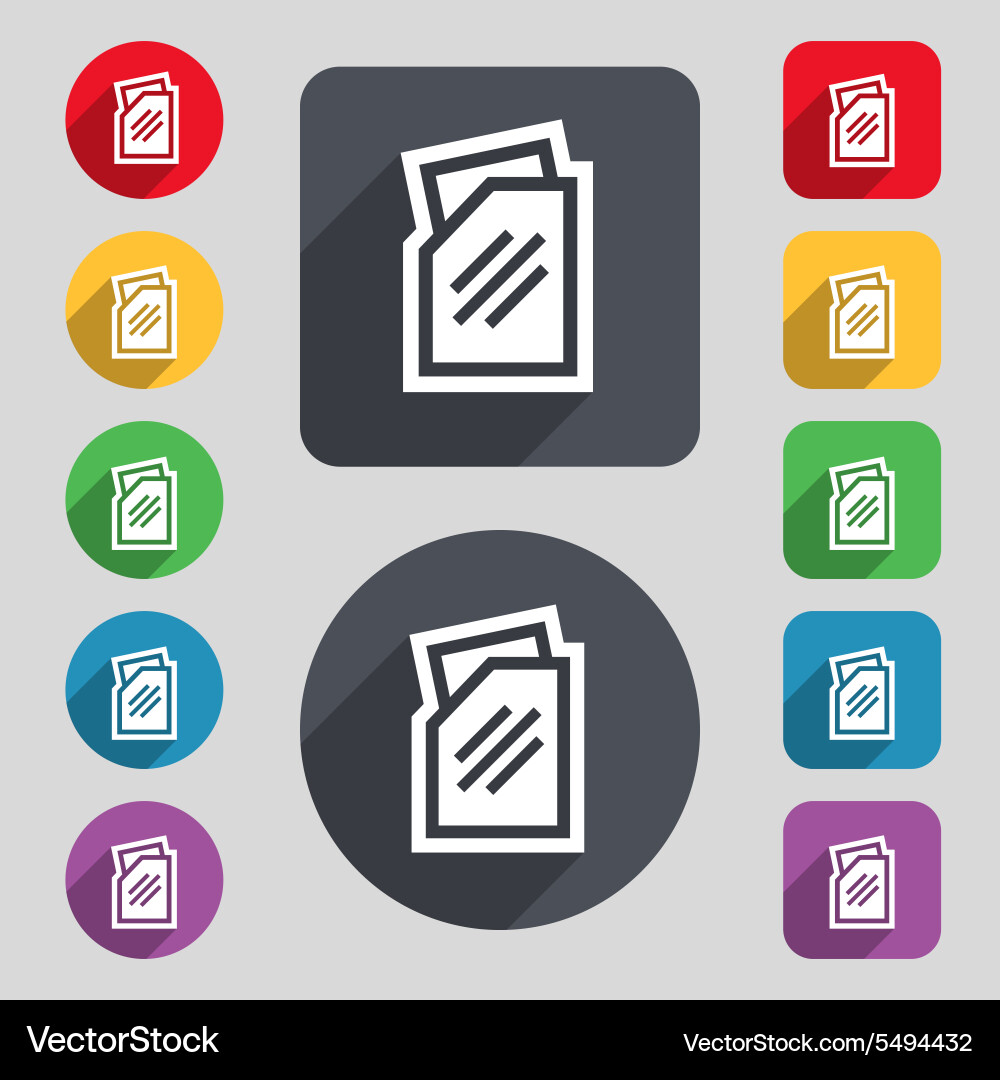 Text file icon sign a set of 12 colored buttons vector image