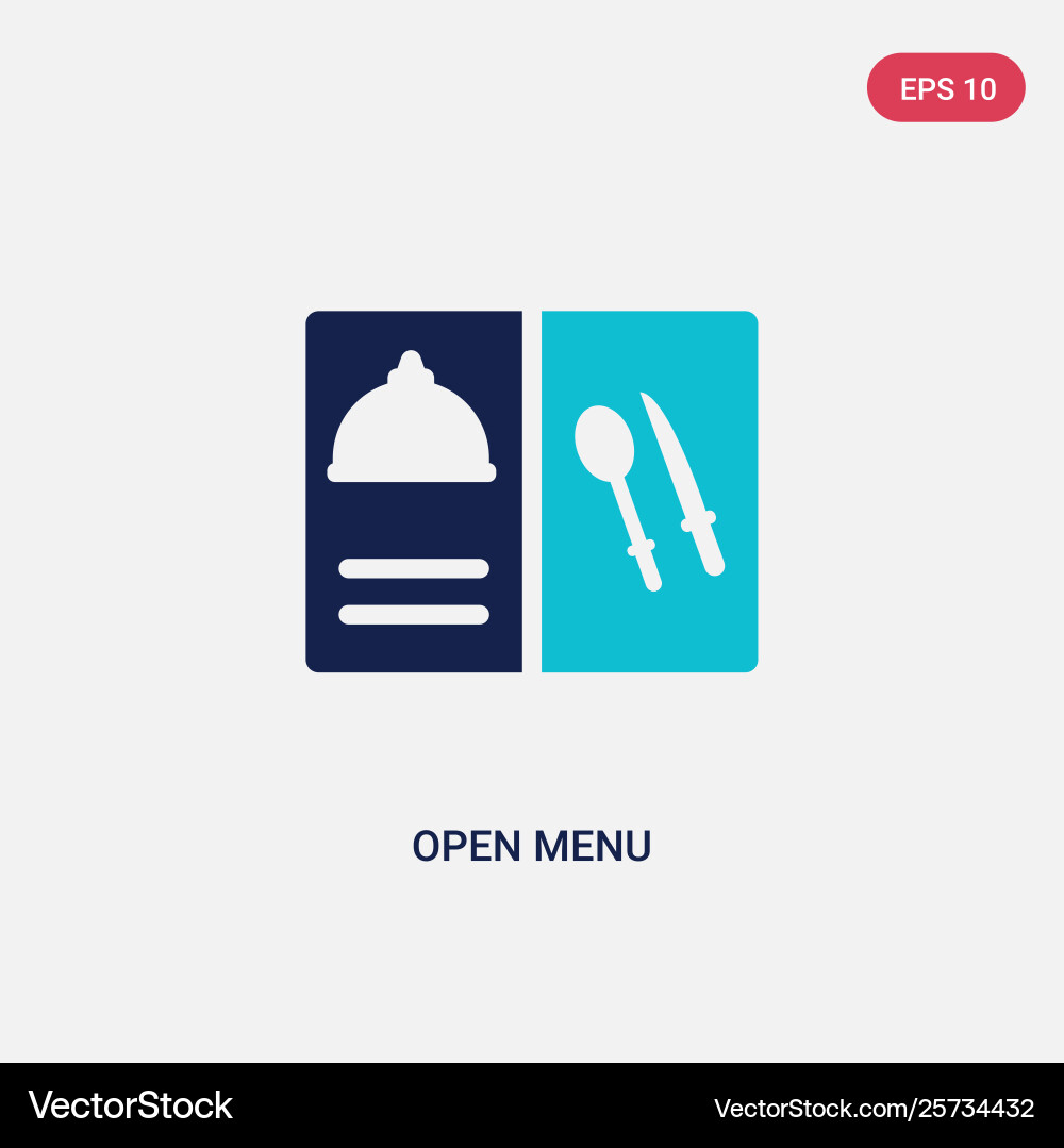 Two color open menu icon from bistro Vector Image