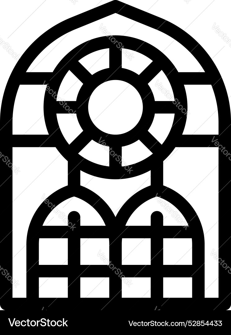 Arched window with geometric design showing Arched window with geometric design showing vector image
