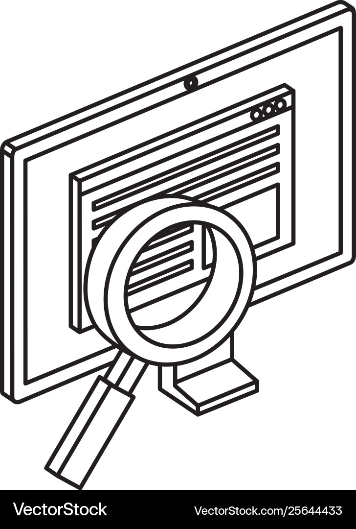 Computer monitor with magnifying glass Computer monitor with magnifying glass vector image