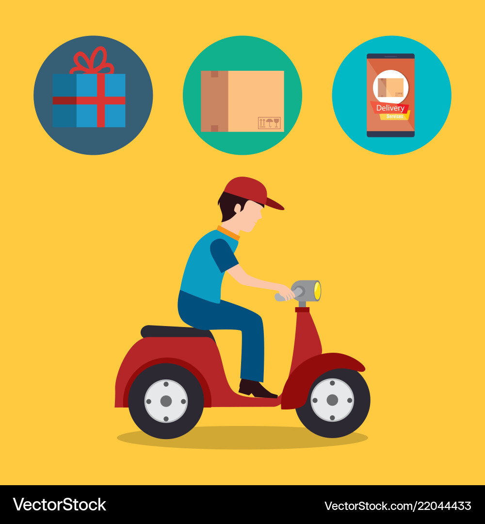 Delivery service worker character with set icons Delivery service worker character with set icons vector image
