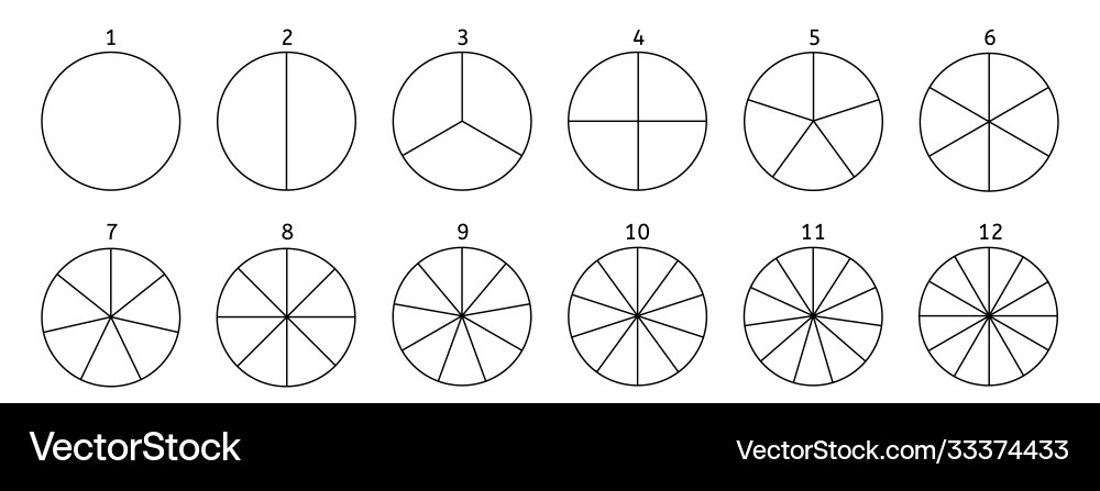 Divide circle black segment element round Vector Image