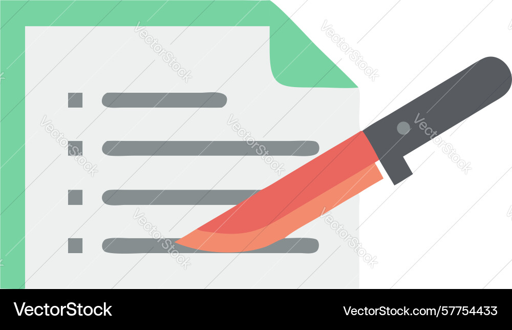 Document editing and modification with knife icon vector image
