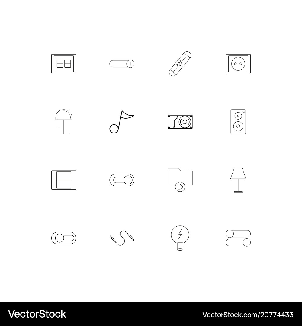 Electrical linear thin icons set outlined simple vector image