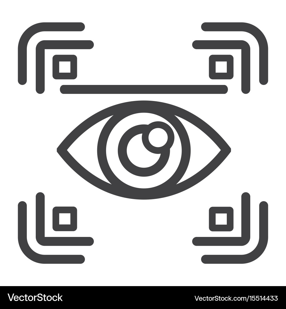 Eye scan line icon security and iris scanner vector image