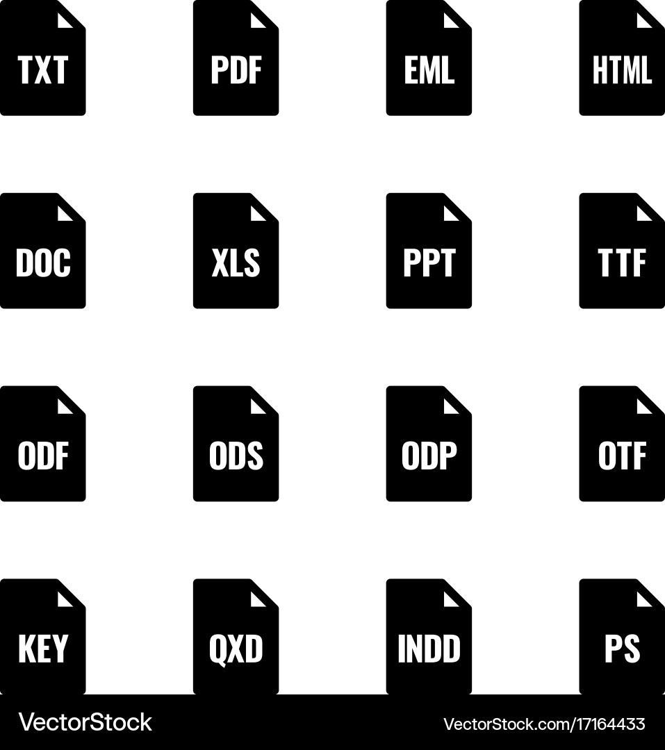 File type icons - texts fonts and page layout vector image