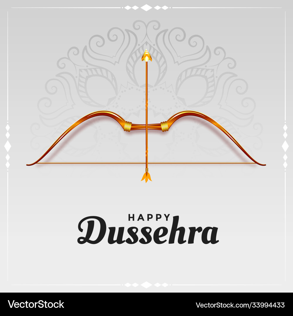 Happy dussehra bow and arrow card design Vector Image