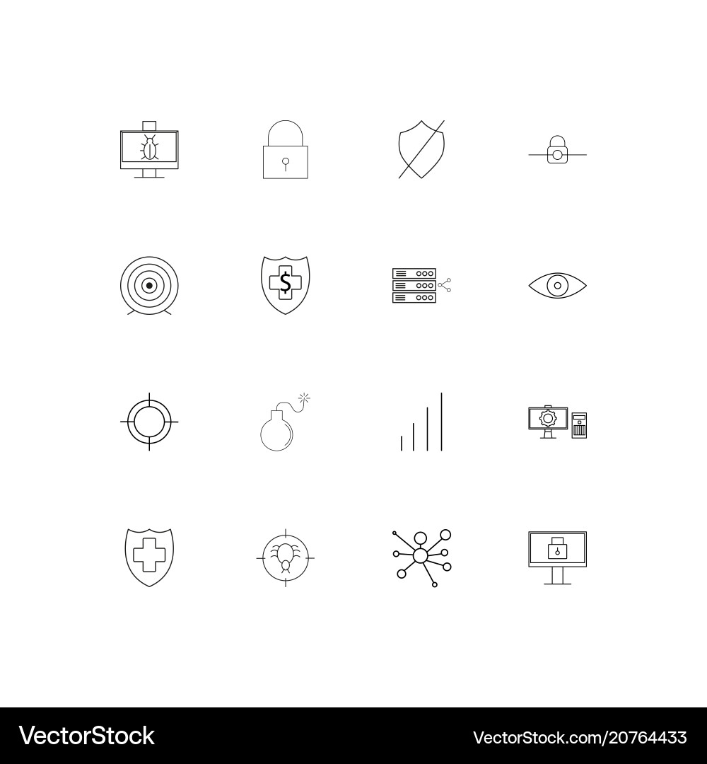 Internet security linear thin icons set outlined vector image