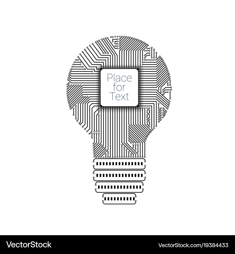 Light bulb idea icon with circuit board inside vector image