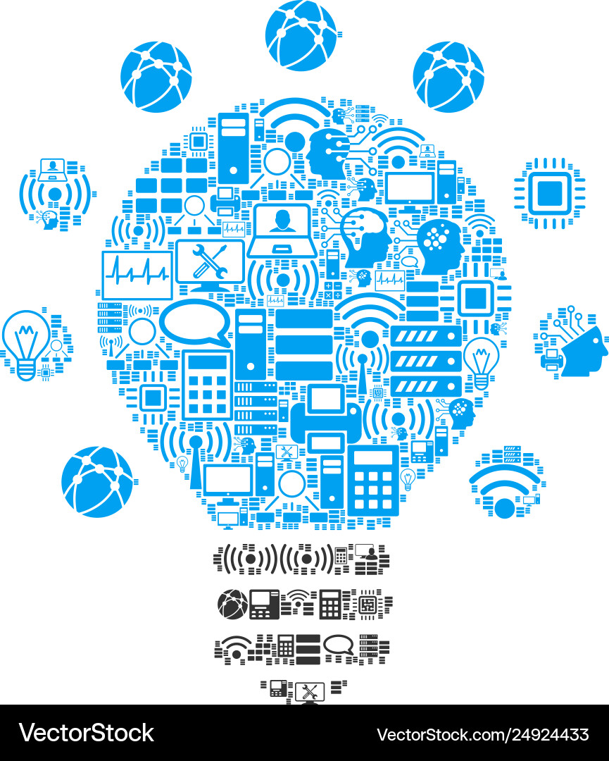 Light bulb mosaic icon for bigdata and computing Light bulb mosaic icon for bigdata and computing vector image
