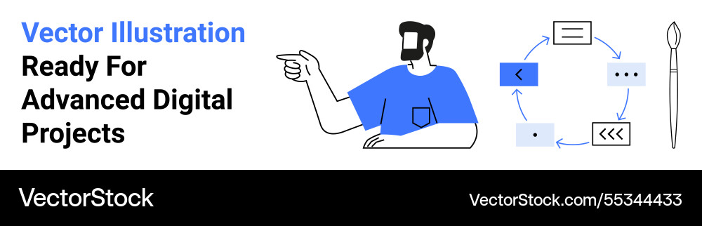 Man gesturing towards flowchart elements Man gesturing towards flowchart elements vector image