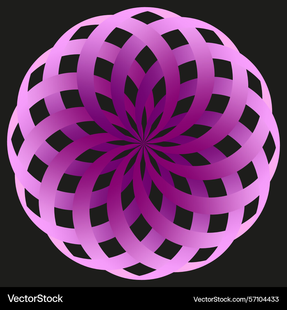 Purple sphere twisted grid shape shiny rounded vector image