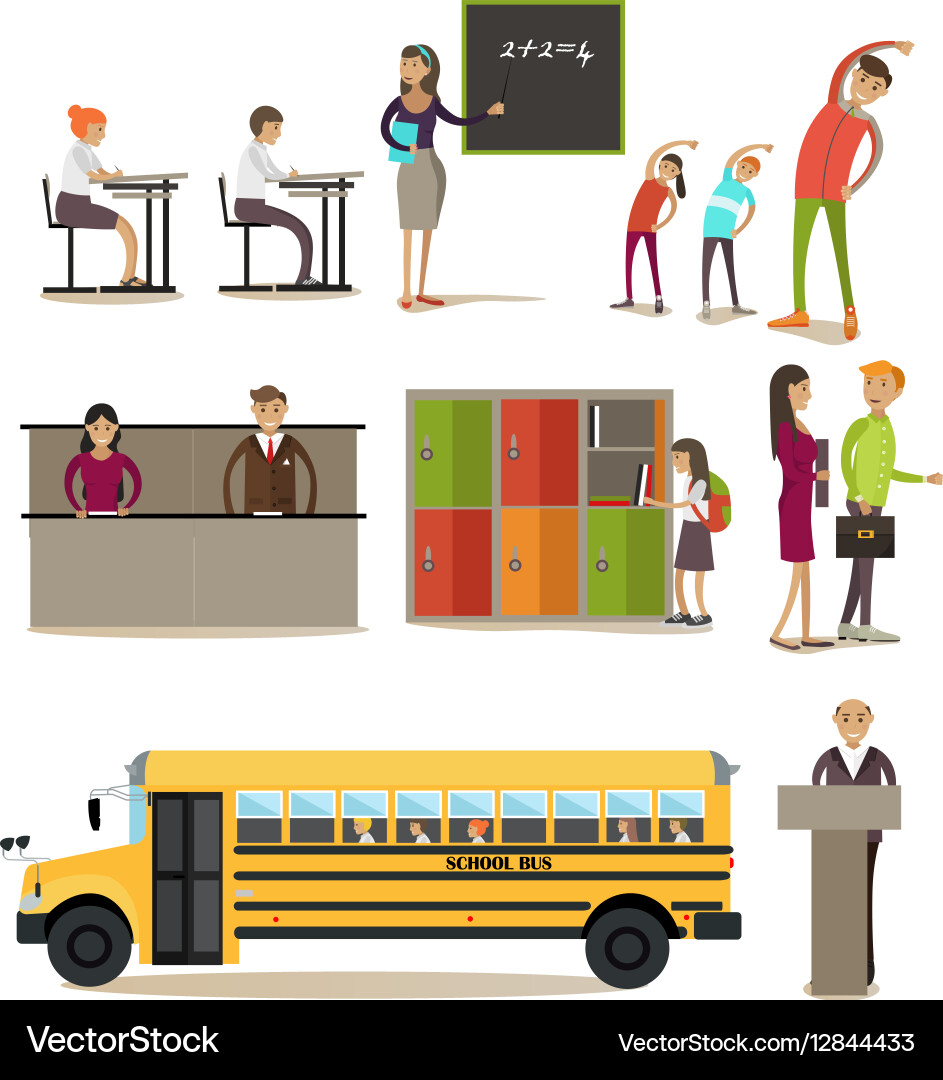 Set of school characters design elements Vector Image