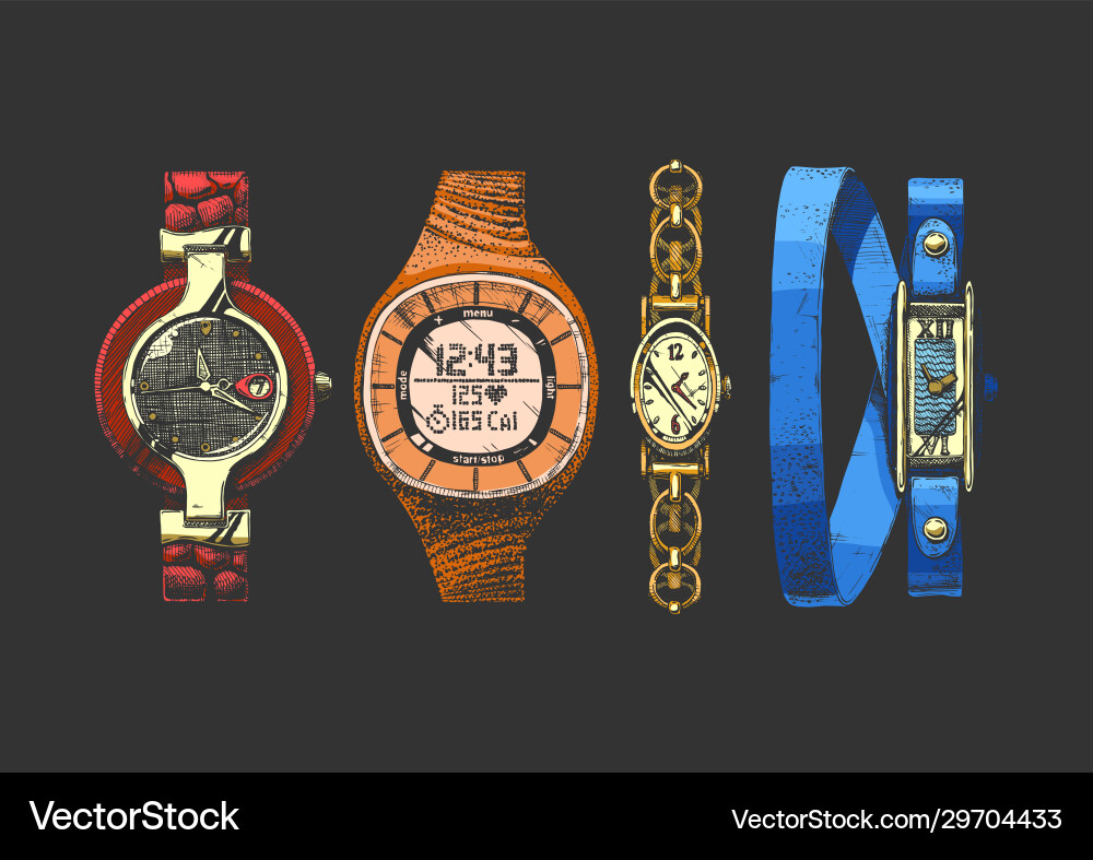 Set womens watches Set womens watches vector image
