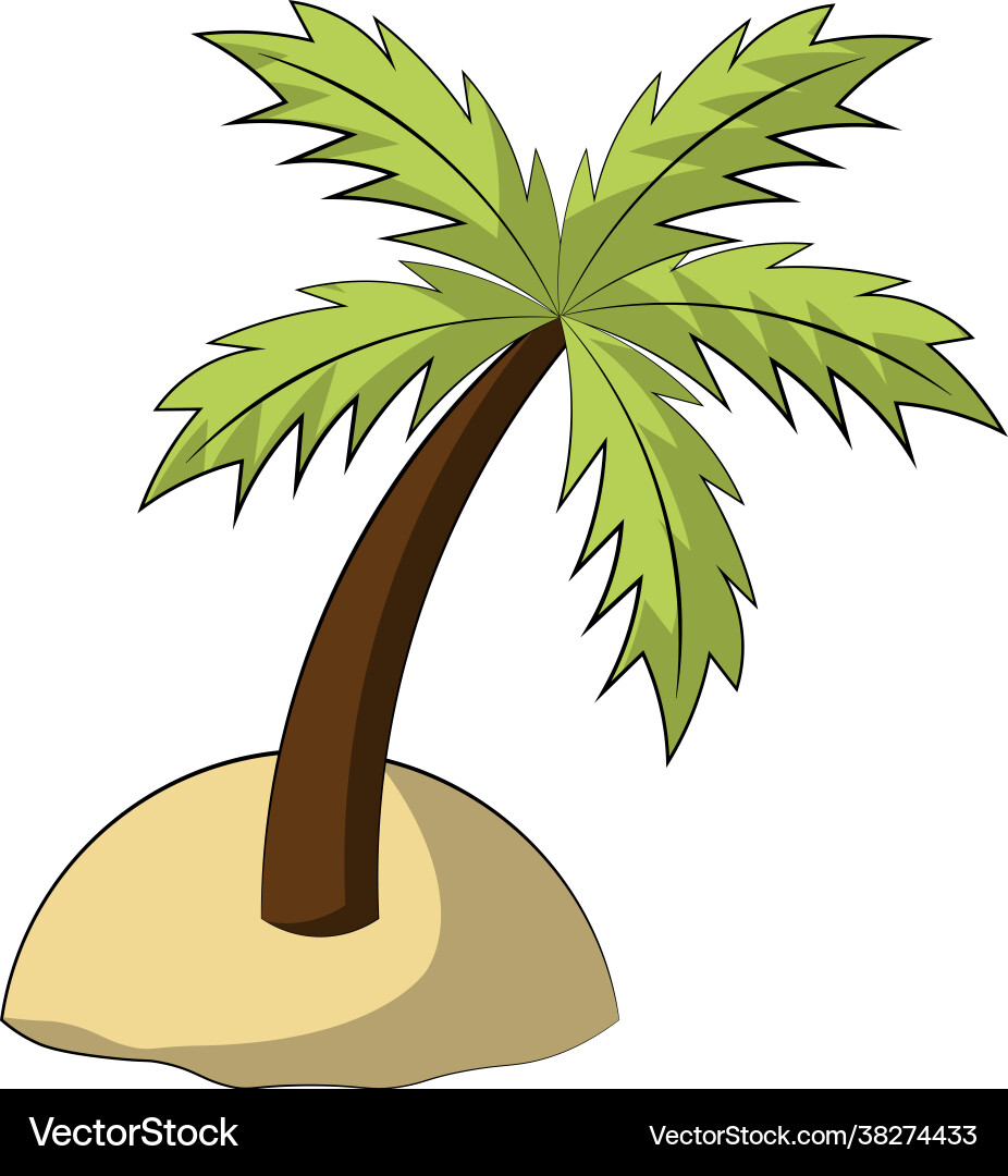 Single element island with palm tree draw Vector Image
